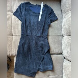 NWT Aqua Faux Suede Navy Blue Mini Dress - Small